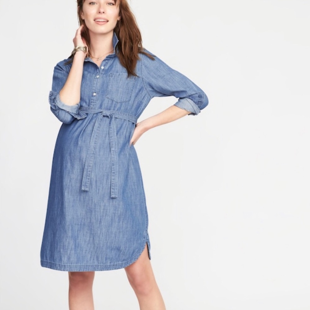 Chambray maternity dress